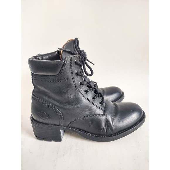 Palladium Shoes - PLDM by Palladium Black Womens sz 7 Combat Boots Leather Block Heel Grunge Goth